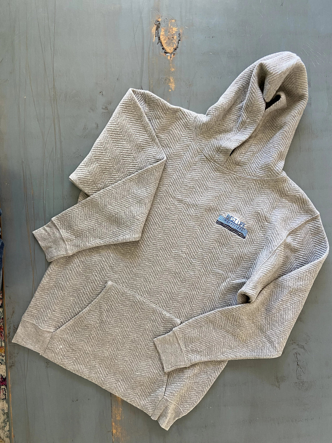 Premium Quilted Hooded Pullover Beach Sweater - Heather Grey